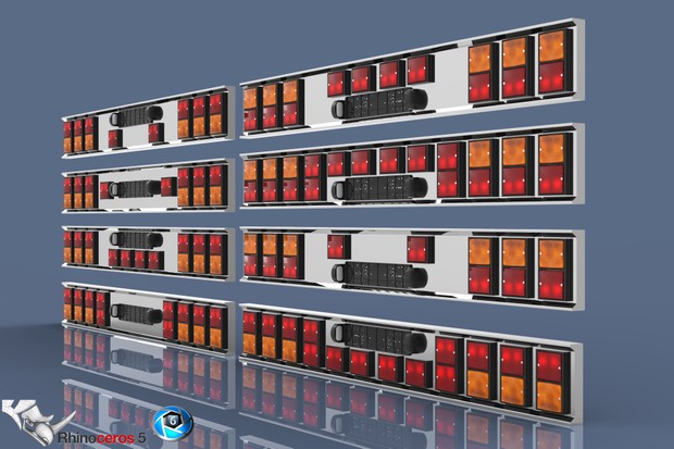 3D Squared Lights Tail Panels Model Pack