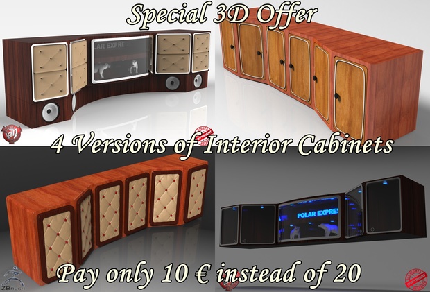 3D 4 Versions Of Interior Cabinets Pack Offer