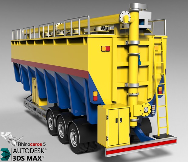 3D Bulker Feed Trailer Model