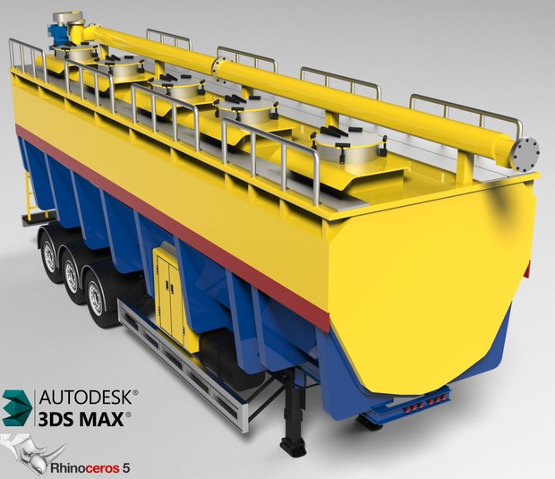 3D Bulker Feed Trailer Model