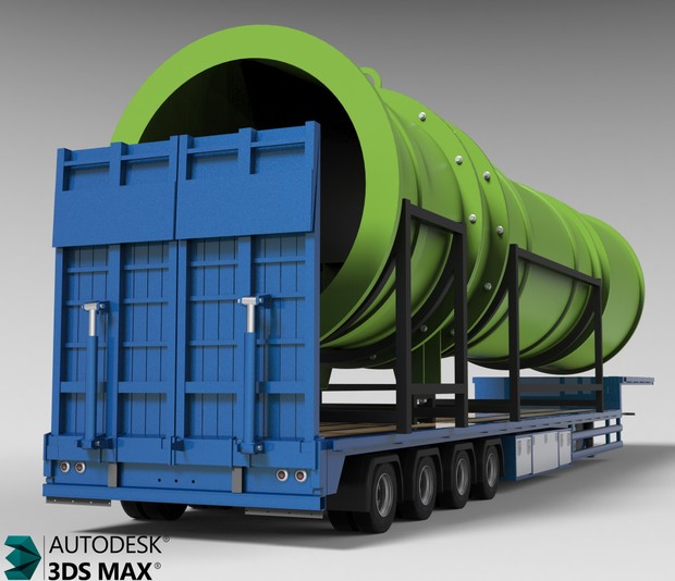 3D Flatdeck Trailer Model
