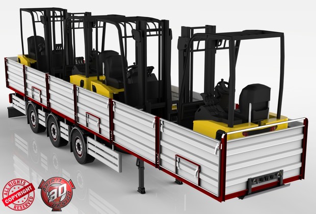 3D Opentop ForkLifts Load Trailer Model