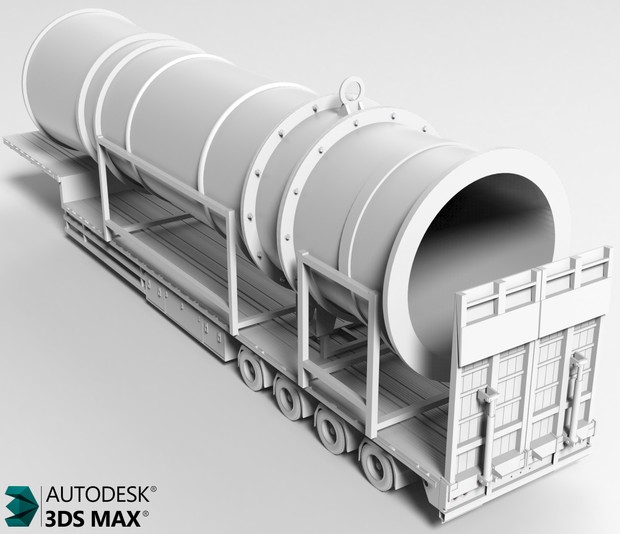 3D Flatdeck Trailer Model