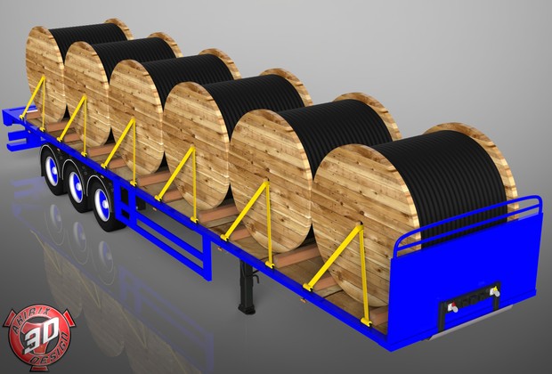 3D SDC Flatbed Cable Rollers Load