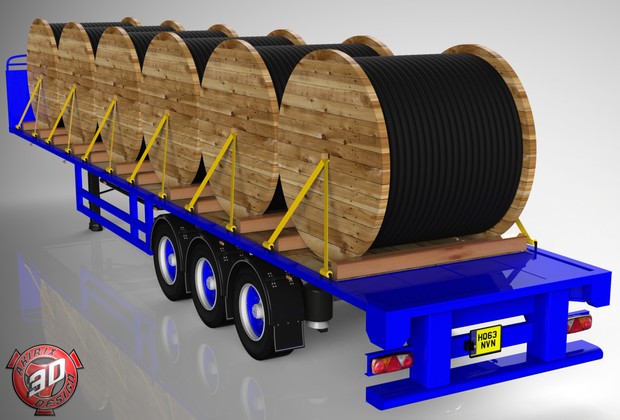 3D SDC Flatbed Cable Rollers Load