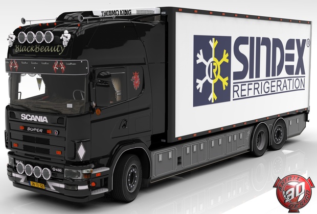 3D Scania 164L + Trailer Tandem Frigo