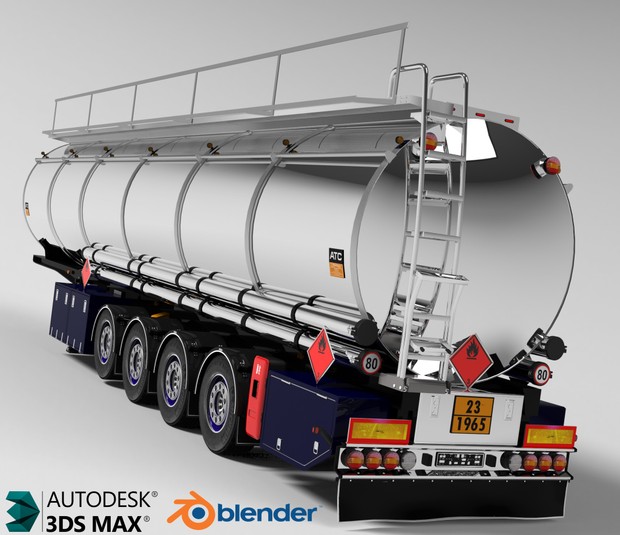 3D Fuel Cistern Tanker Trailer Model