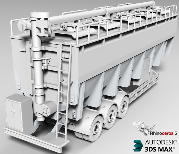 3D Bulker Feed Trailer Model