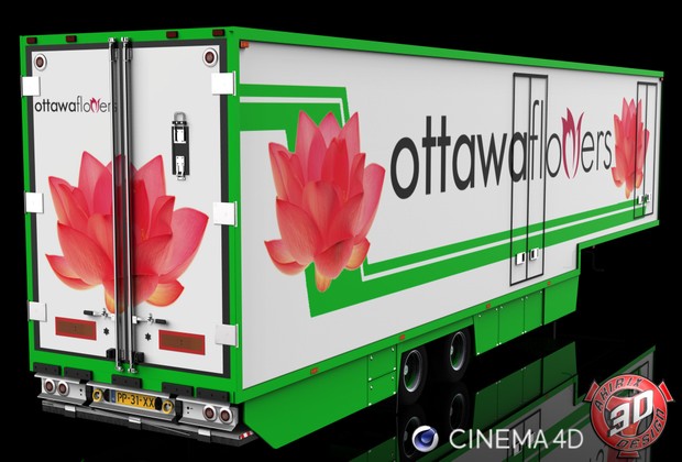 3D 2 Axles Flower Trailer