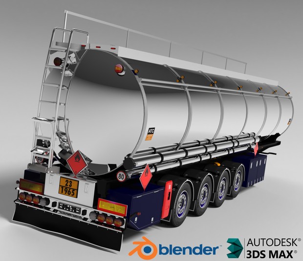 3D Fuel Cistern Tanker Trailer Model