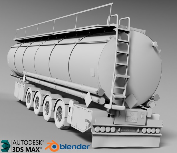 3D Fuel Cistern Tanker Trailer Model