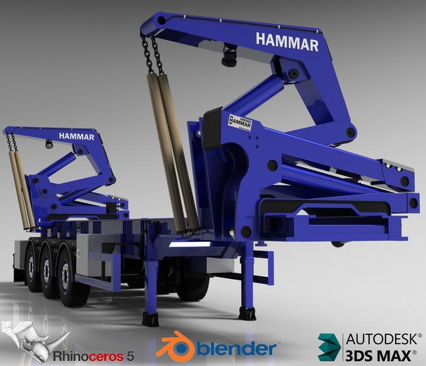 3D Hammar Self Loader Container Trailer Model