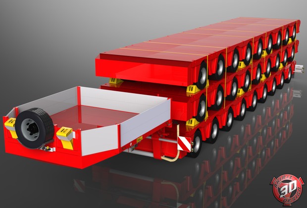 3D Doll 9 Axles Trailer Loaded with Trailers
