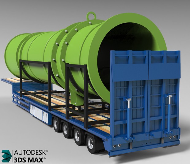 3D Flatdeck Trailer Model
