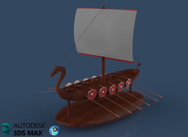 3D Viking Boat Interior Decoration Model