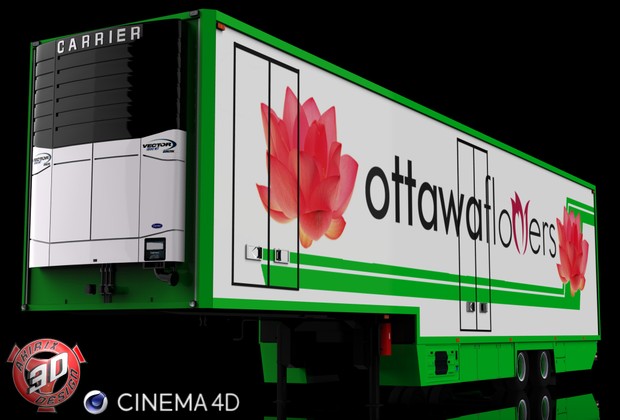 3D 2 Axles Flower Trailer