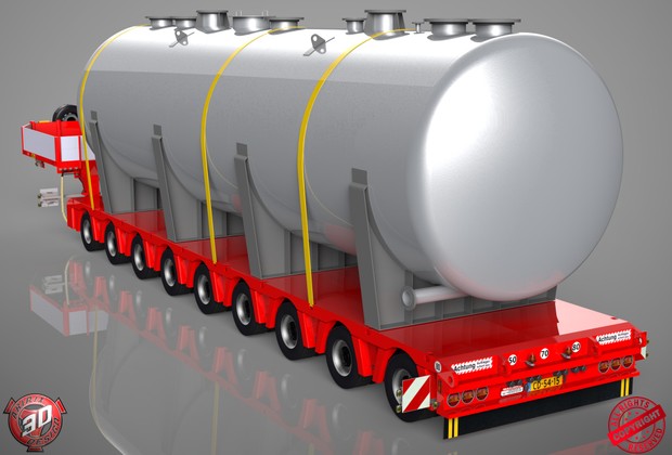 3D 9 Axled Doll Trailer With Tanker Load