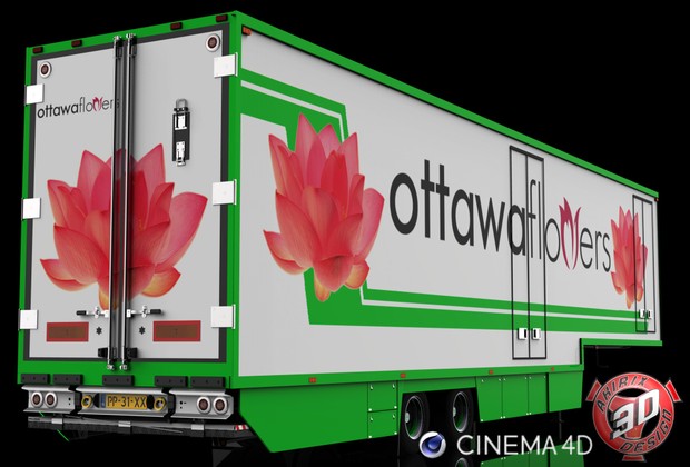 3D 2 Axles Flower Trailer