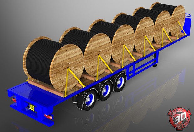 3D SDC Flatbed Cable Rollers Load