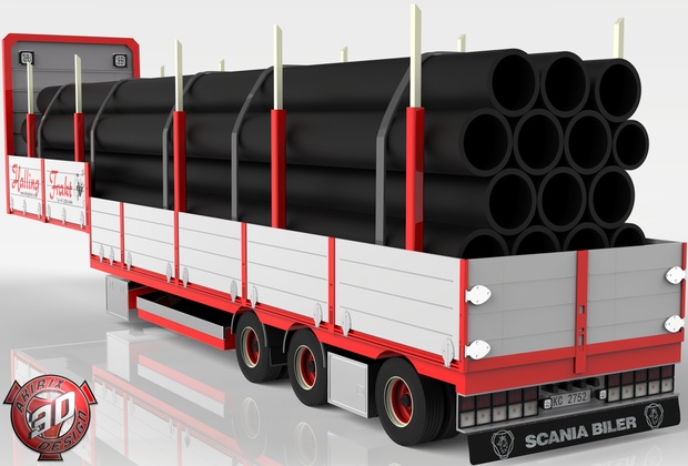 3D Halling Frakt Trailer Model