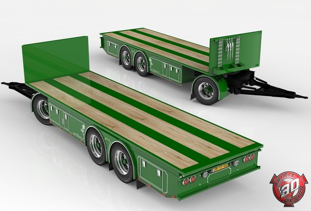 3D Scania 164L + Trailer Tandem GreenSpirit
