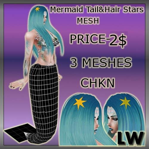 Mermaid Tail&Stars Hair Accessories MESH