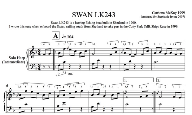 SWAN LK243 Catriona McKay (Solo Harp, Advanced, Solo Harp Intermediate, Tune & Chords)