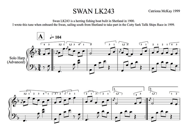 SWAN LK243 Catriona McKay (Solo Harp, Advanced, Solo Harp Intermediate, Tune & Chords)