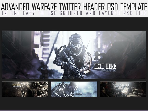 x4 Advanced Warfare themed twitter headers