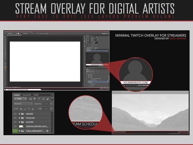 Minimal Twitch Overlay & Offline image.