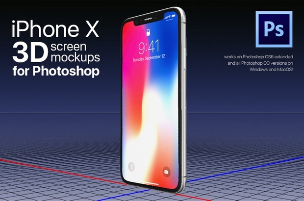 iPhone X 3D photoshop mockup templates