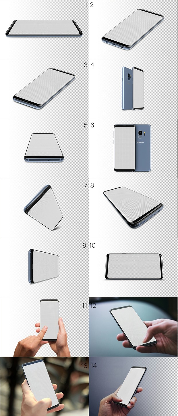 Samsung Galaxy S9 screen mockups for Photoshop