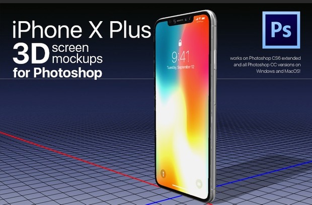 iPhone X PLUS 3D photoshop mockup templates