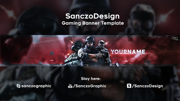free gaming banner avatar template by sanczo