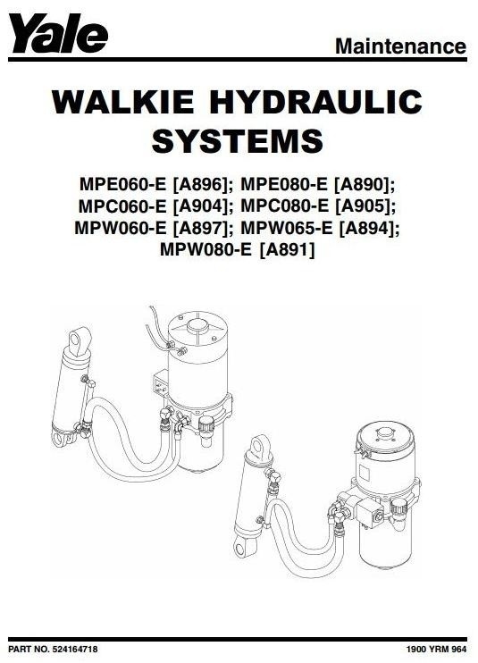 Yale Pallet Truck MPE060E, MPE080E, MPW060E, MPW065E, MPW080E Workshop Service Manual