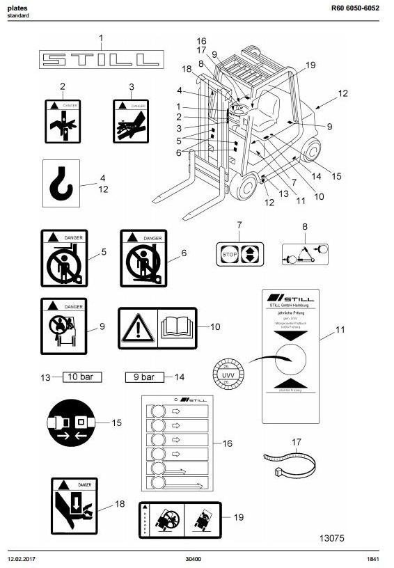 Still Electric Fork Truck R60-16, R60-18, R60-20 Compact: 6050, 6051, 6052 Spare Parts List