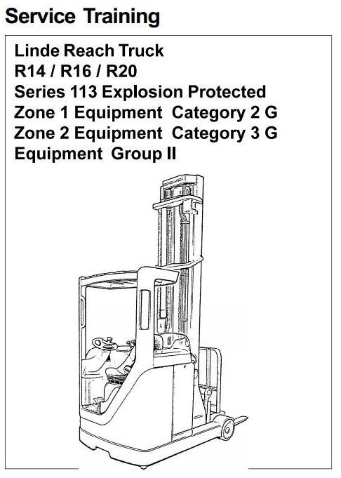 Linde Electric Reach Truck Type 113 Explosion Protected: R14 Ex, R16 Ex, R20 Ex Workshop Manual