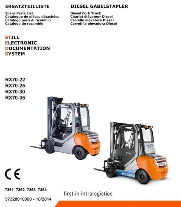 Still Diesel Truck RX70-22D, RX70-25D, RX70-30D, RX70-35D: 7361, 7362, 7363, 7364 Parts Manual