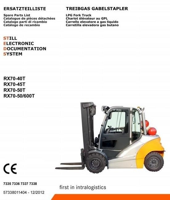 Still LPG Forklift Truck RX70-40T, RX70-45T, RX70-50T: 7335, 7336, 7337, 7338 Parts Manual