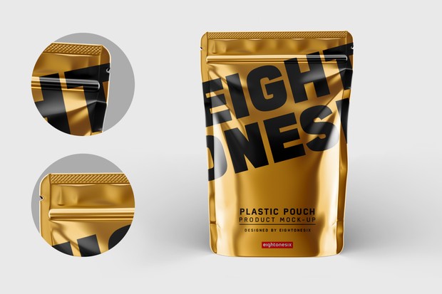 Glossy Plastic Pouch Mock-up Template