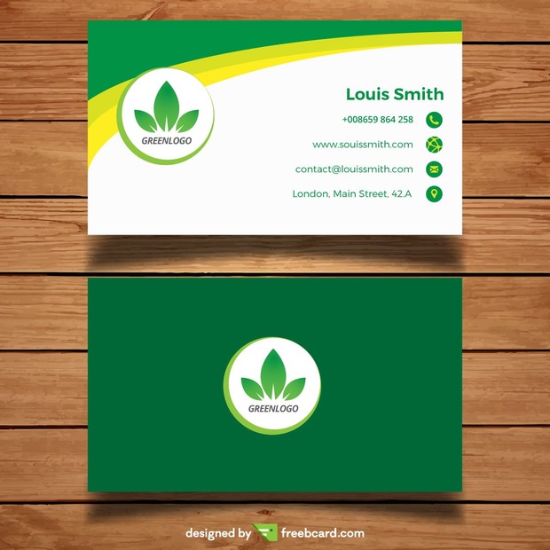 Green corporate business card template