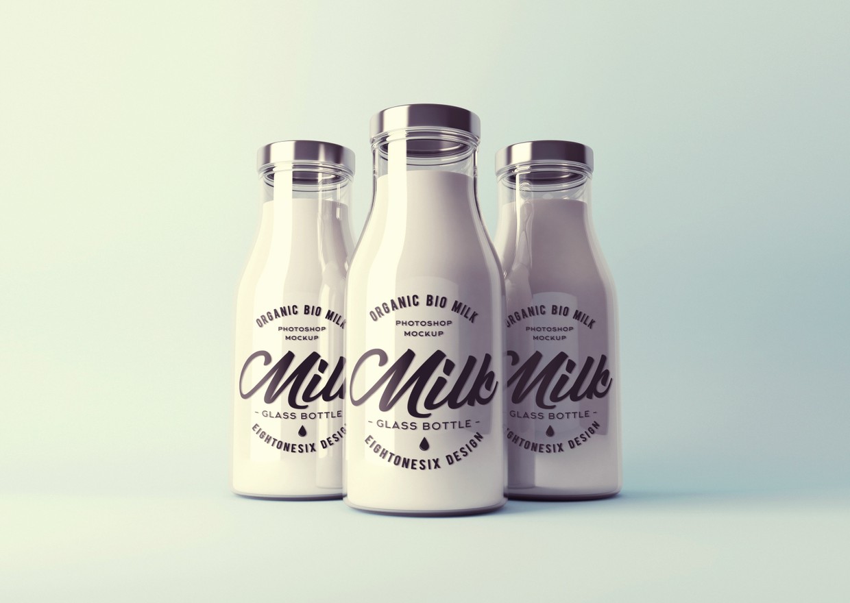 Download Realistic Milk Bottle Mock-Up Template