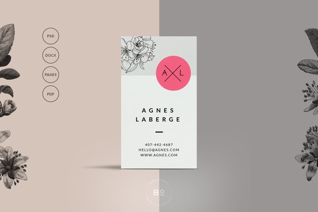 floral business card template fashion lifestyle bu