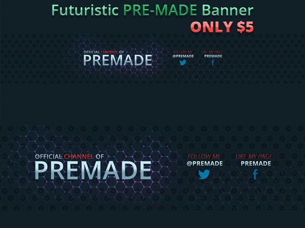 Awesome Futuristic PRE-MADE Youtube Banner/Channel Art