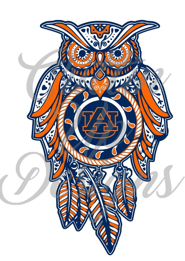 Auburn University Sugar Skull Dreamcatcher Owl SVG Cut File. VERY easy cut and layer.