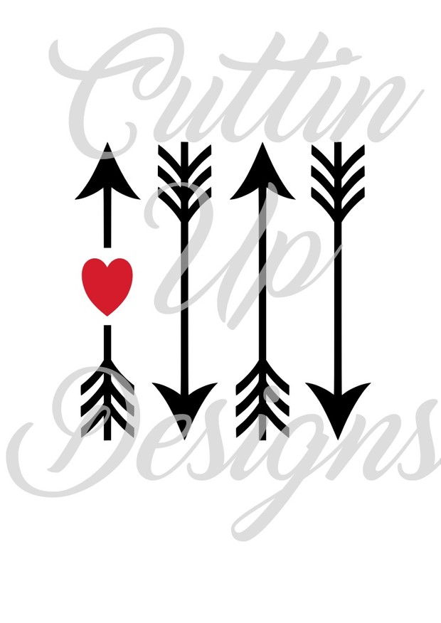 Four Arrows and a Heart Valentine SVG Cutting file for cricut or cameo