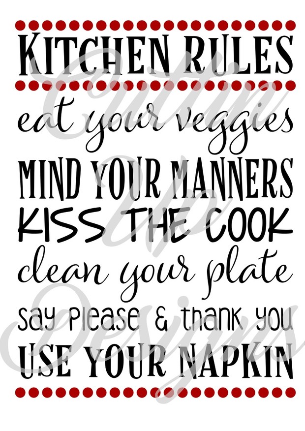 Kitchen Rules SVG Cutting File for Cricut or Cameo