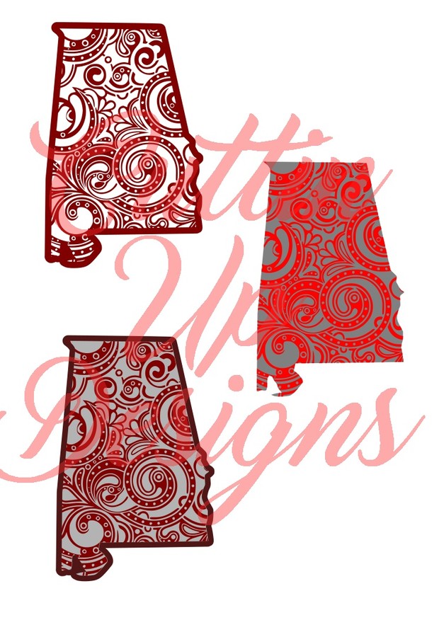 Alabama Paisley Patterned States One color and Layered SVG for Cricut or Cameo