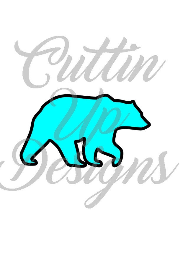 Bear Silhouette for Fabric with HTV outline. SVG Cut File. Great pattern to start with.