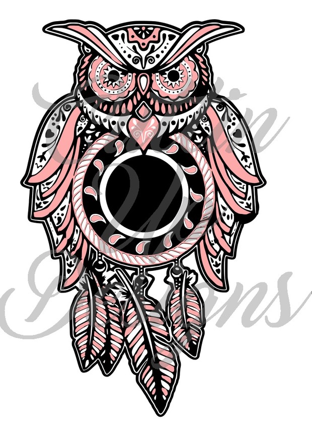 Blank Sugar Skull Dreamcatcher Owl for customization SVG Cut File. VERY easy cut and layer.
